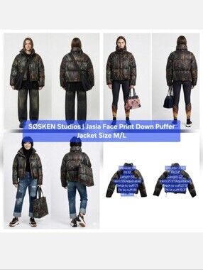 SØSKEN Studios | Jasia Face Print Down Puffer Jacket Size M/L
